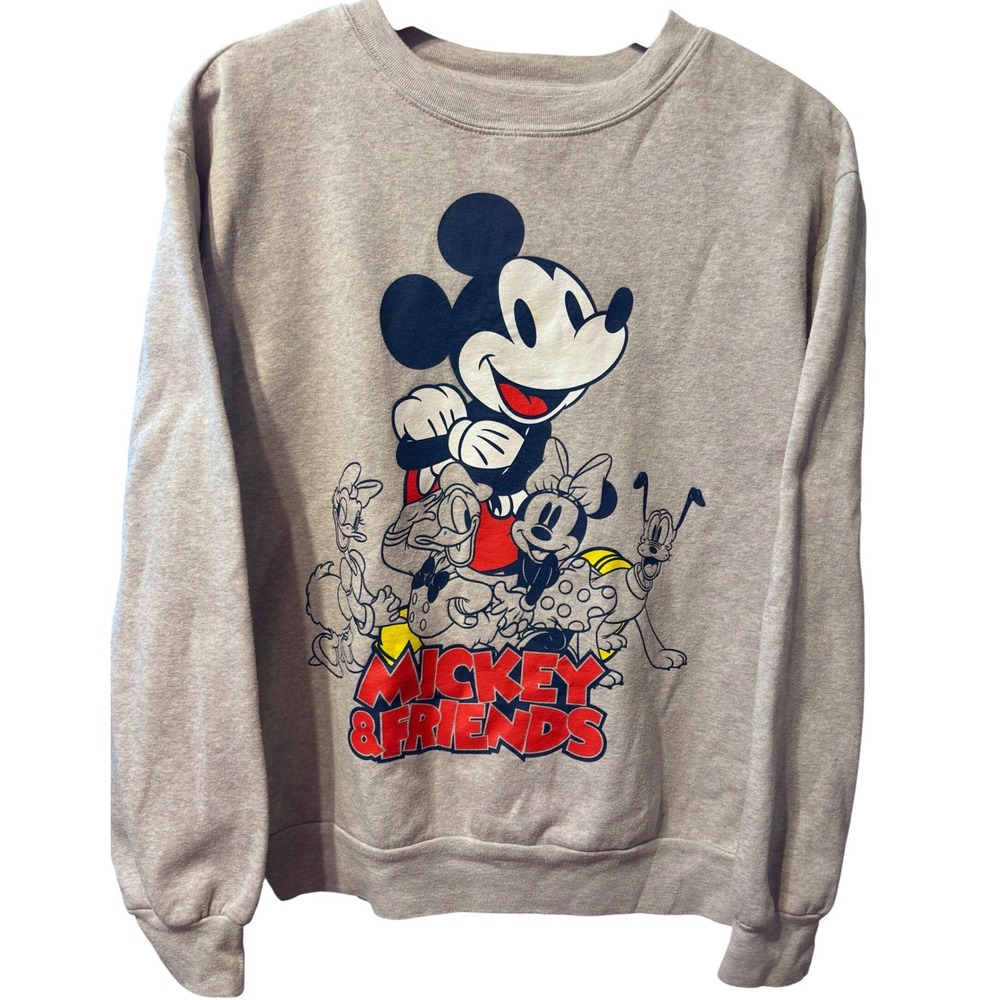 Disney Mickey & Friends Sweatshirt Women Medium Grey Excellent Retro Graphic